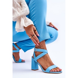 Sandalias Elegantes Con Tacón Azul Claro Michele 6