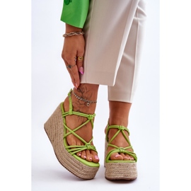 Sandalias De Cuña De Moda Con Trenza Verde Nessia 1