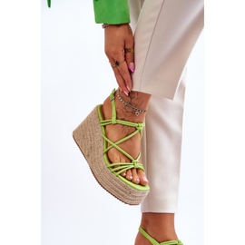 Sandalias De Cuña De Moda Con Trenza Verde Nessia 4
