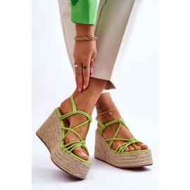 Sandalias De Cuña De Moda Con Trenza Verde Nessia 2