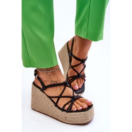 Sandalias De Cuña De Moda Con Trenza Nessia Negra negro 6
