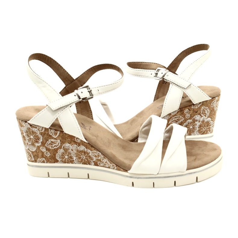 Sandalias de piel con cuña Caprice 9-28710-20 160 White Softnap blanco 1