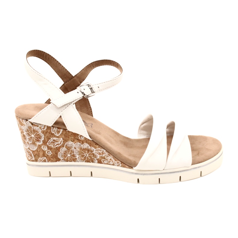 Sandalias de piel con cuña Caprice 9-28710-20 160 White Softnap blanco 2