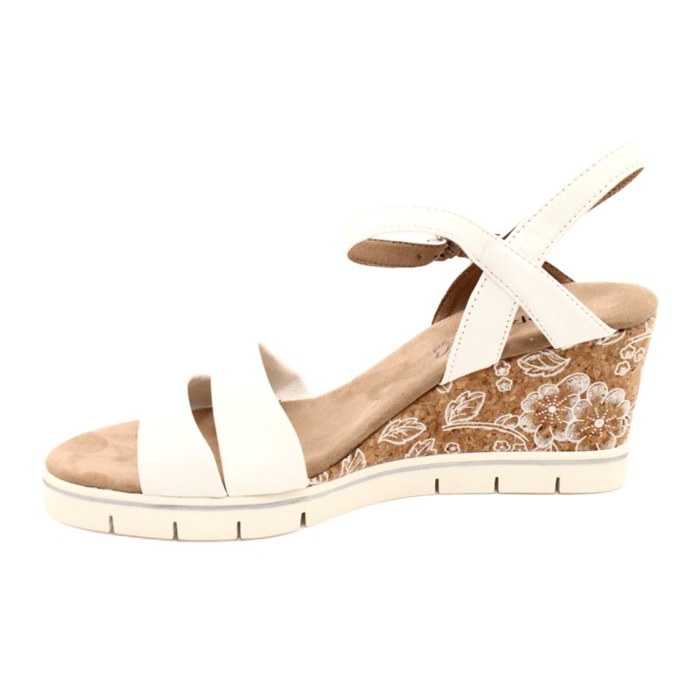 Sandalias de piel con cuña Caprice 9-28710-20 160 White Softnap blanco 4