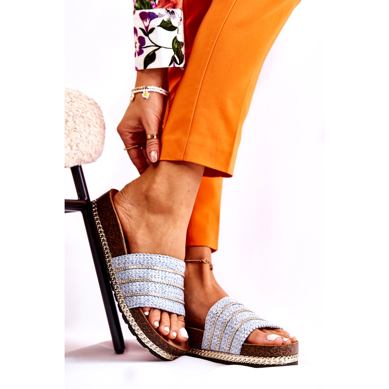 S.Barski Chanclas Clásicas De Mujer Con Cadena, Azul 1 S.Barski Chanclas Clásicas De Mujer Con Cadena, Azul 1