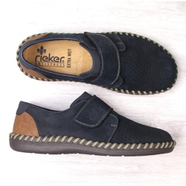 Zapatos hombre Rieker B2450-14 piel azul marino con velcro 3