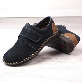 Zapatos hombre Rieker B2450-14 piel azul marino con velcro 4
