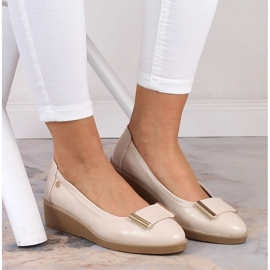 M. DASZYŃSKI Zapatos de salón mujer cuña beige M.Daszyński MR2265-4 3