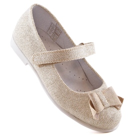 Bailarinas niña brillo con velcro dorado Kornecki 6802 1