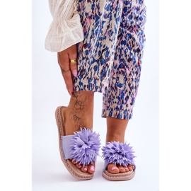 Pantuflas De Mujer En Ante Con Adorno Giorgia Morado violeta 1