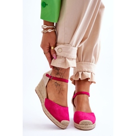 Sandalias Alpargatas Cuña Cammer Ante Fucsia rosado 1