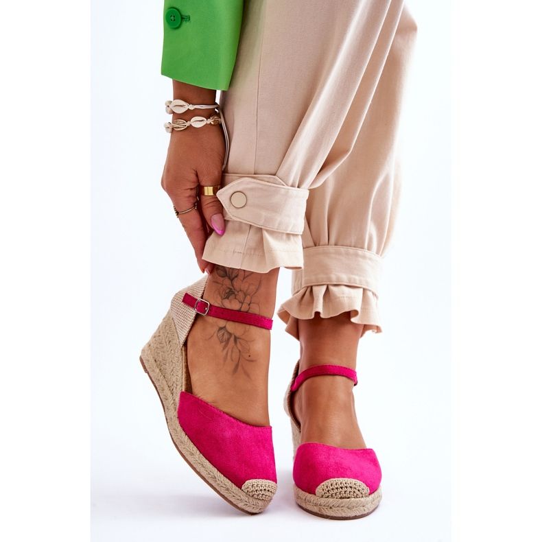 Sandalias Alpargatas Cuña Cammer Ante Fucsia rosa 1