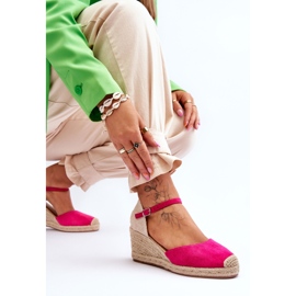 Sandalias Alpargatas Cuña Cammer Ante Fucsia rosado 6