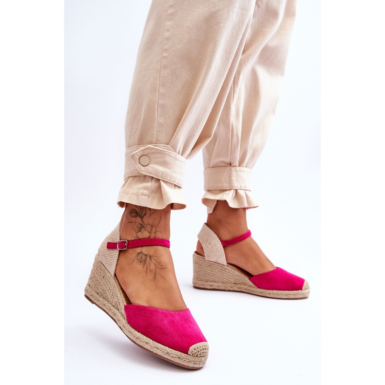 Sandalias Alpargatas Cuña Cammer Ante Fucsia rosado 2