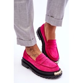 FJ1 Mocasines Clásicos De Ante Con Adorno Monaro Fucsia rosado 5