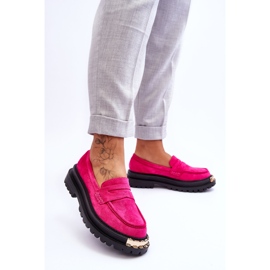FJ1 Mocasines Clásicos De Ante Con Adorno Monaro Fucsia rosado 3