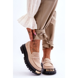 Mocasines Clásicos De Ante Con Adorno Monaro Beige 1