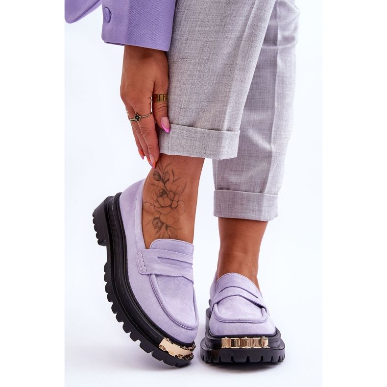 FJ1 Mocasines clásicos de ante con adorno Monaro morado púrpura 1