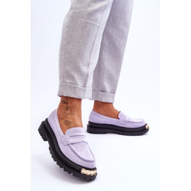 FJ1 Mocasines clásicos de ante con adorno Monaro morado violeta 3