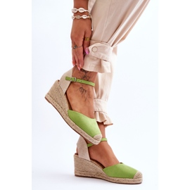 Alpargatas Ante Cuña Sandalias Verde Cammer 6