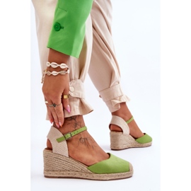 Alpargatas Ante Cuña Sandalias Verde Cammer 5