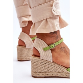 Alpargatas Ante Cuña Sandalias Verde Cammer 7