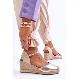 Sandalias Cuña Piel Alpargatas Oro Cammer dorado 4