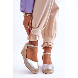 Alpargatas Piel Sandalias Cuña Plata Cammer 1