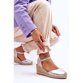 Alpargatas Piel Sandalias Cuña Plata Cammer 6