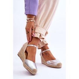 Alpargatas Piel Sandalias Cuña Plata Cammer 2