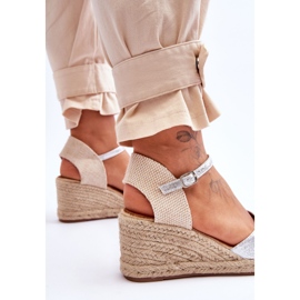 Alpargatas Piel Sandalias Cuña Plata Cammer 5
