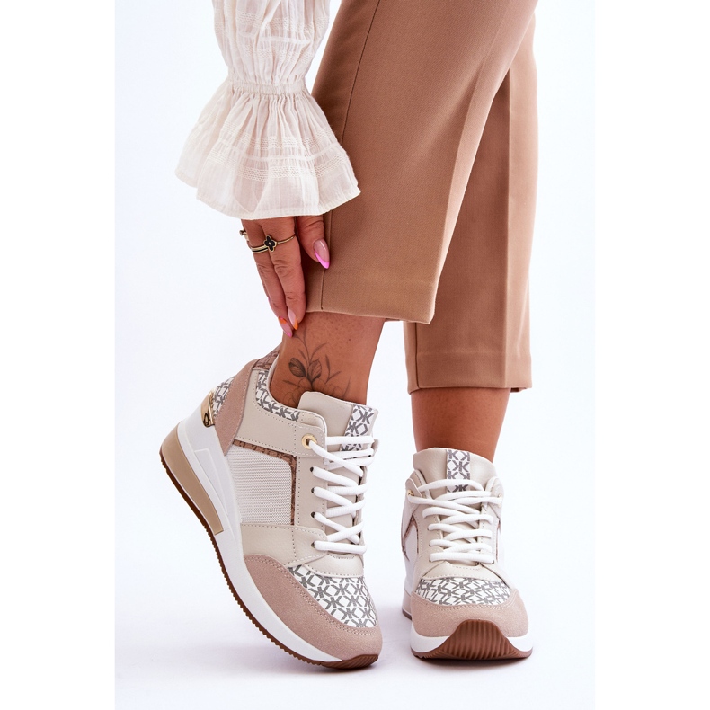 Zapatillas Mujer Cuña Blanco-Beige Nomera 1