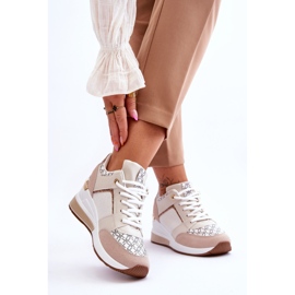Zapatillas Mujer Cuña Blanco-Beige Nomera 2