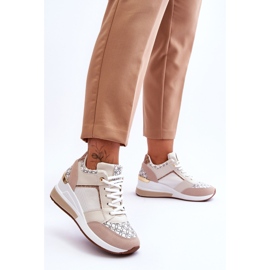 Zapatillas Mujer Cuña Blanco-Beige Nomera 3