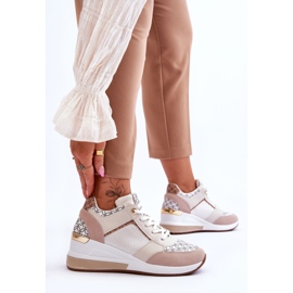 Zapatillas Mujer Cuña Blanco-Beige Nomera 4
