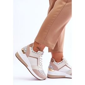 Zapatillas Mujer Cuña Blanco-Beige Nomera 7