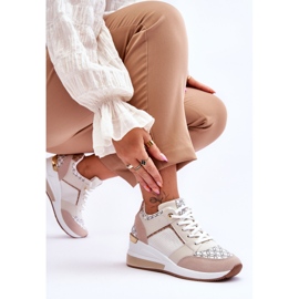 Zapatillas Mujer Cuña Blanco-Beige Nomera 8