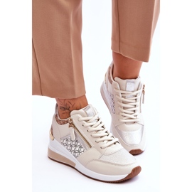 Zapatillas De Deporte De Cuña De Mujer De Moda Beige Jolly 4