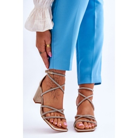 FJ1 Sandalias Mujer Piel Tacón Circonitas Oro Liviano dorado 3