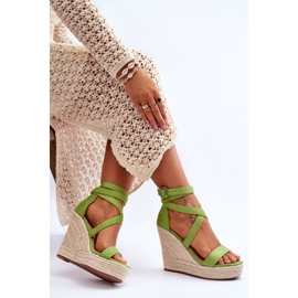 FJ1 Cómodas Sandalias Lemira Verde Cuña Alta 6
