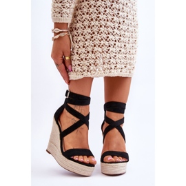 FJ1 Sandalias Cómodas Con Cuña Alta Lemira Negras negro 1
