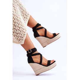 FJ1 Sandalias Cómodas Con Cuña Alta Lemira Negras negro 4