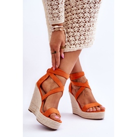 FJ1 Cómodas Sandalias Lemira Cuña Alta Naranja 2