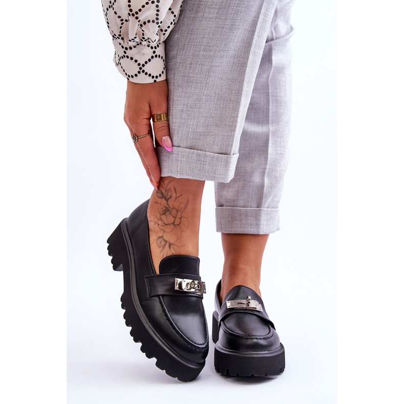 Mocasines De Piel Con Adorno Plataforma Black Glory negro 1