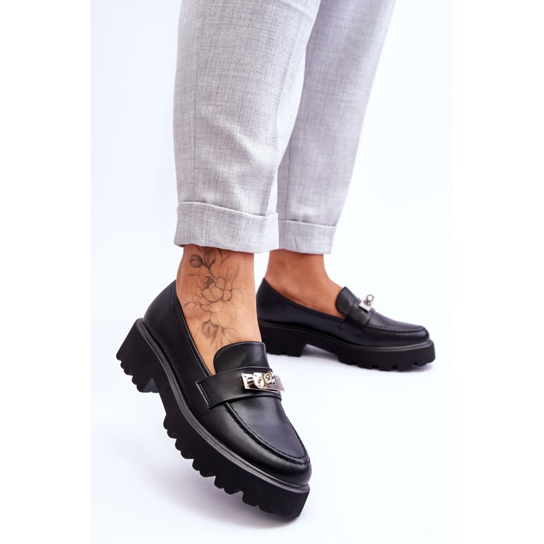 Mocasines De Piel Con Adorno Plataforma Black Glory negro 2