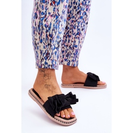 Pantuflas De Mujer De Ante Con Lazo Negro Ámbar 3