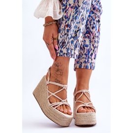 Sandalias De Cuña De Moda Nessia Con Trenza Beige marrón 1 Sandalias De Cuña De Moda Nessia Con Trenza Beige marrón 1