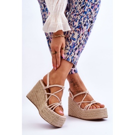 Sandalias De Cuña De Moda Nessia Con Trenza Beige marrón 2 Sandalias De Cuña De Moda Nessia Con Trenza Beige marrón 2