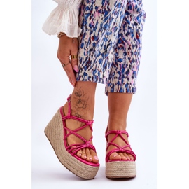 Sandalias De Cuña De Moda Con Trenza Nessia Fucsia rosa 1