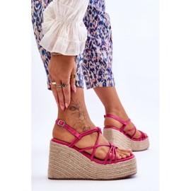 Sandalias De Cuña De Moda Con Trenza Nessia Fucsia rosado 3
